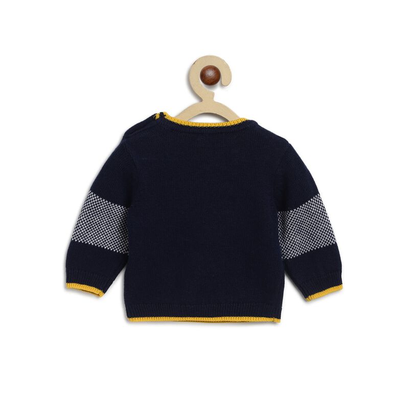 Boys Dark Blue Wool Blend Tricot Cardigan image number null